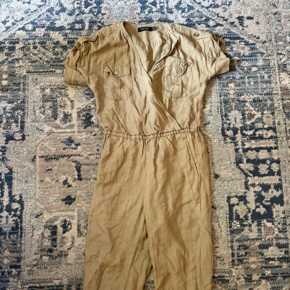 Lauren Ralph Lauren Womens Alpasia Linen Utility Jumpsuit - Picture 2 of 8